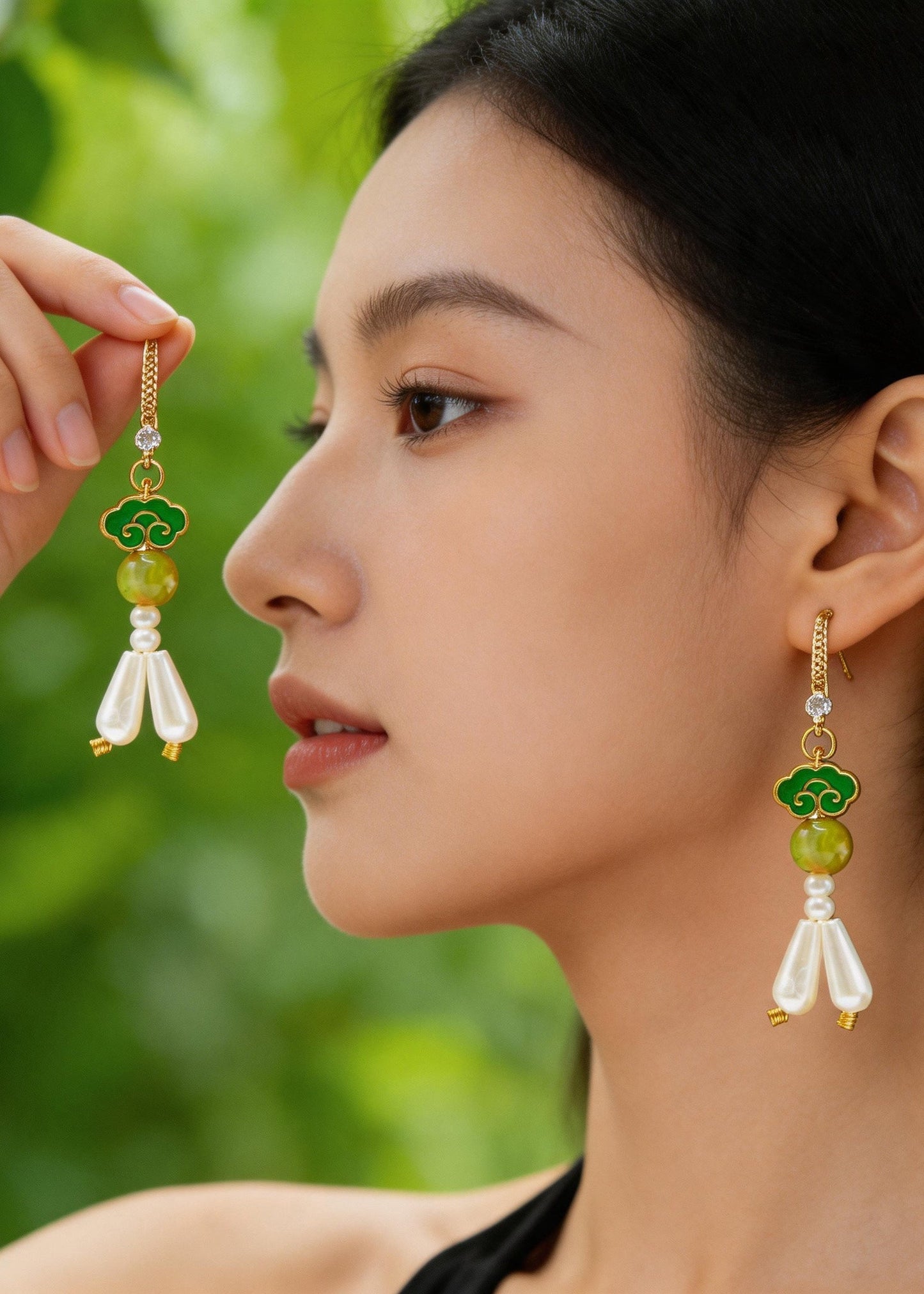 Fine White Pearl Ethnic Style Drop Earrings