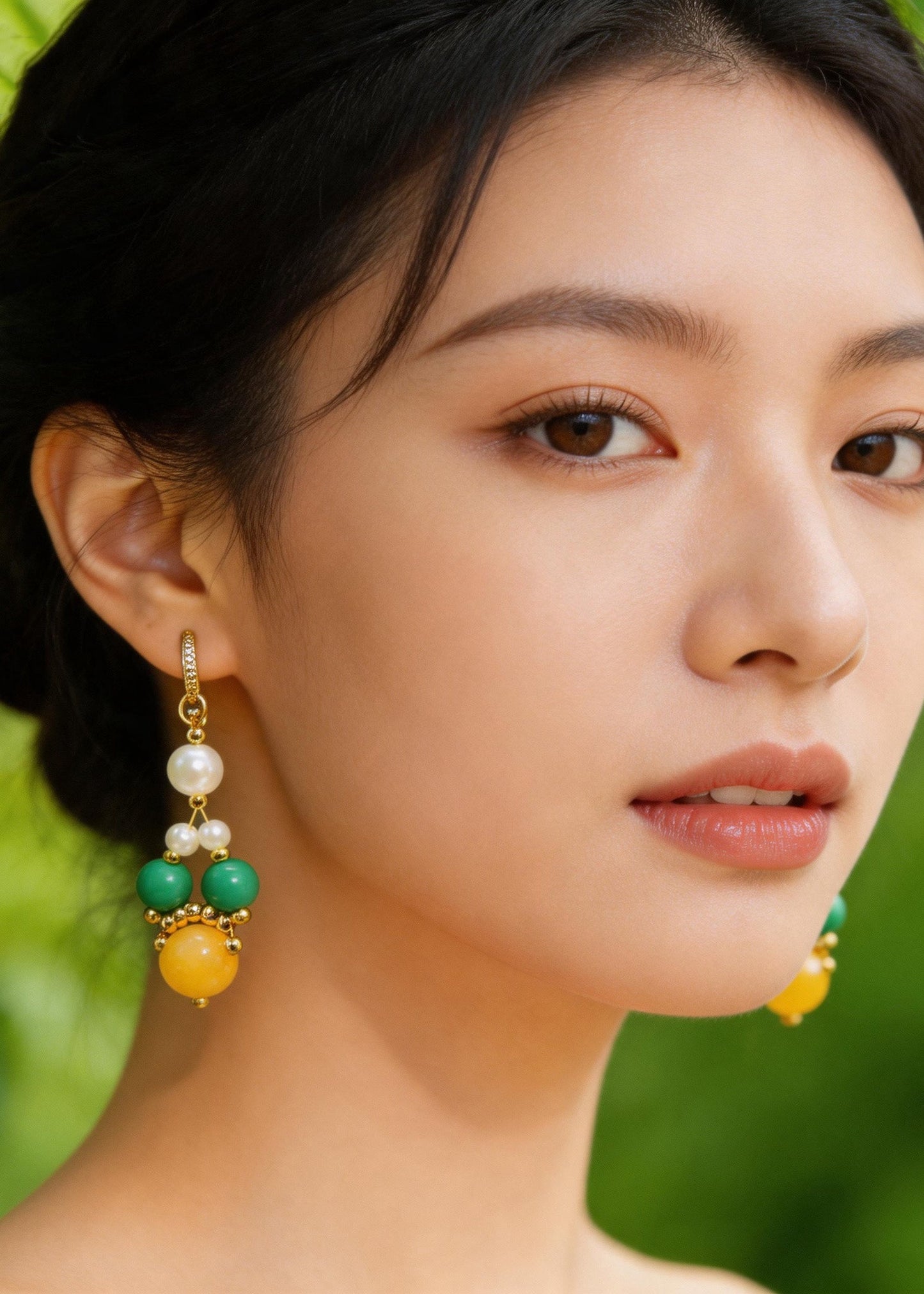 Fine Yellow Amber Chinese Style Drop Earrings