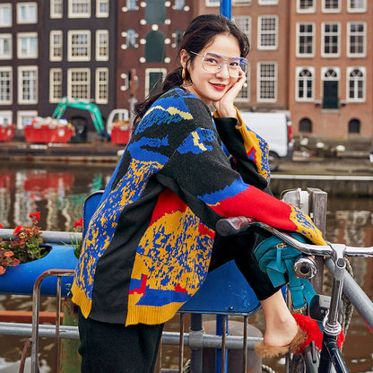 Feine schwarze Pullover mit abstraktem Muster, Herbstmode, O-Ausschnitt, gestrickte Oberteile, feine Herbstpullover