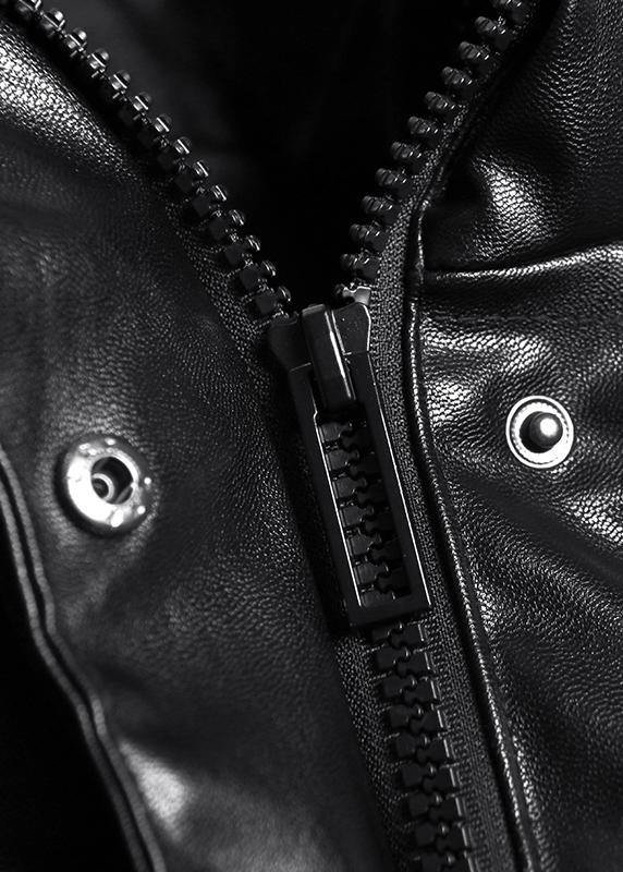 Fine black outwear plus size down jacket high neck zippered overcoat - SooLinen