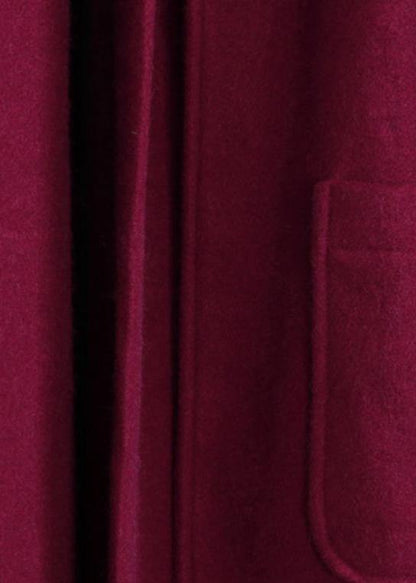 Fine burgundy Woolen Coat Women oversize Winter coat Batwing Sleeve large hem - SooLinen