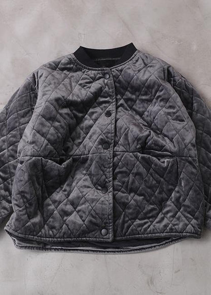 Fine gray winter outwear plus size clothing Jackets & Coats o neck thick outwear - SooLinen