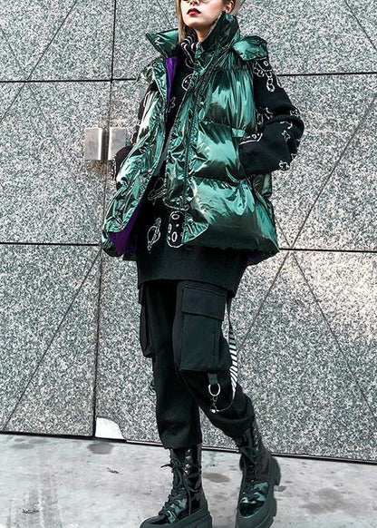 Fine green women parkas plus size winter hooded sleeveless coats - SooLinen