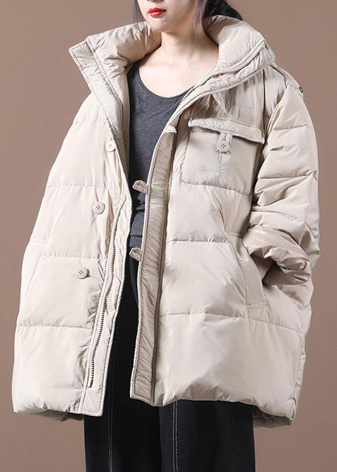 Fine khaki plus size clothing parka hooded zippered Elegant winter outwear - SooLinen