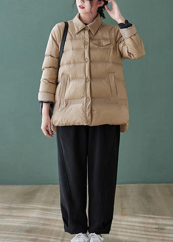 Fine nude outwear plus size clothing down jacket lapel pockets winter outwear - SooLinen