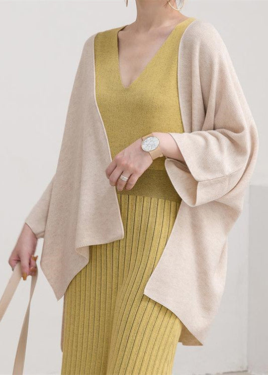 Feine nudefarbene Pullover lässige Strickblusen mit Dreiviertelärmeln 2018 Cardigan-Bluse