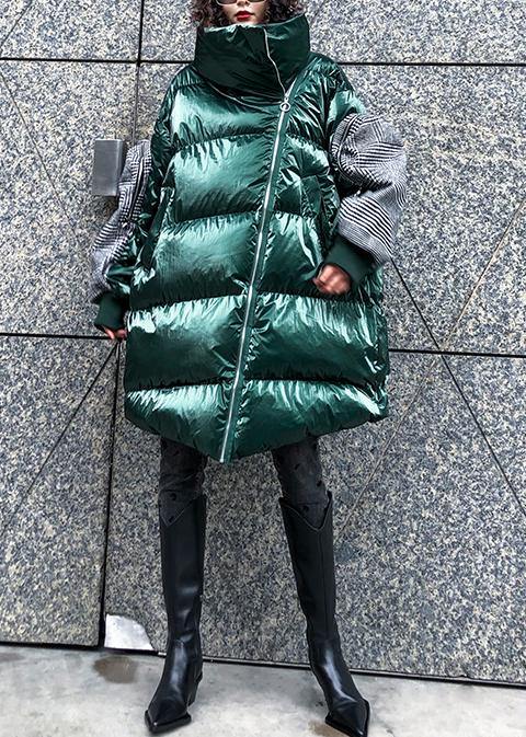 Fine oversize Jackets & Coats winter coats green thick high neck Parkas for women - SooLinen