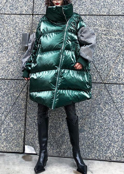 Fine oversize Jackets & Coats winter coats green thick high neck Parkas for women - SooLinen