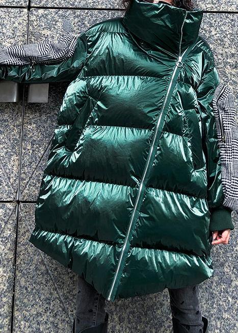 Fine oversize Jackets & Coats winter coats green thick high neck Parkas for women - SooLinen