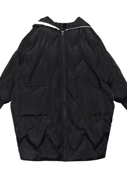 Fine oversized winter coats hooded zippered Parkas for women - SooLinen