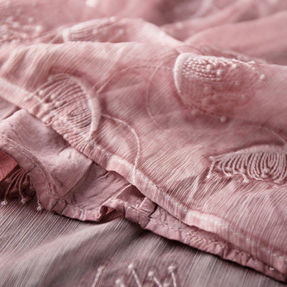 Feine rosa Stickerei Seide Baumwolle gemischt Kaftane lässig O Hals Kaftane Neue Halbarm Baggy Kleider