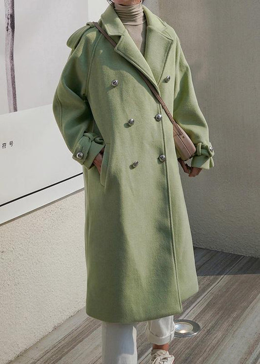 Fine plus size Winter coat back open coats green double breast wool coat for woman - SooLinen
