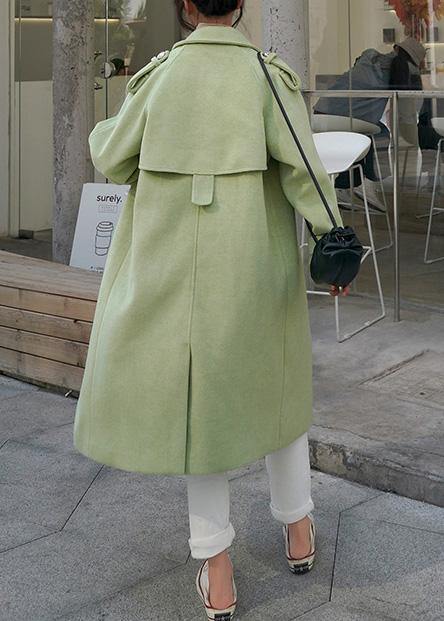 Fine plus size Winter coat back open coats green double breast wool coat for woman - SooLinen
