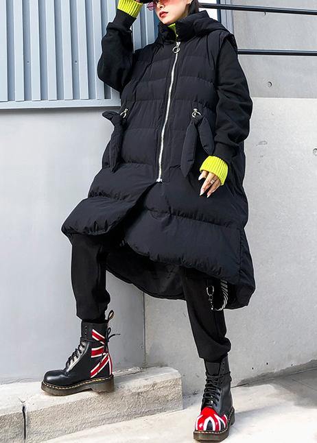 Fine plus size clothing winter jacket winter coats black hooded sleeveless Parkas for women - SooLinen