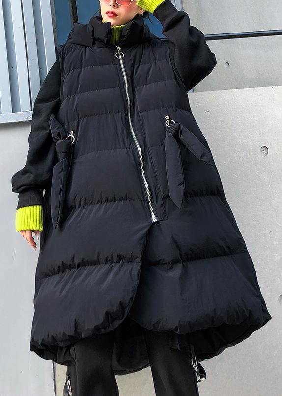 Fine plus size clothing winter jacket winter coats black hooded sleeveless Parkas for women - SooLinen
