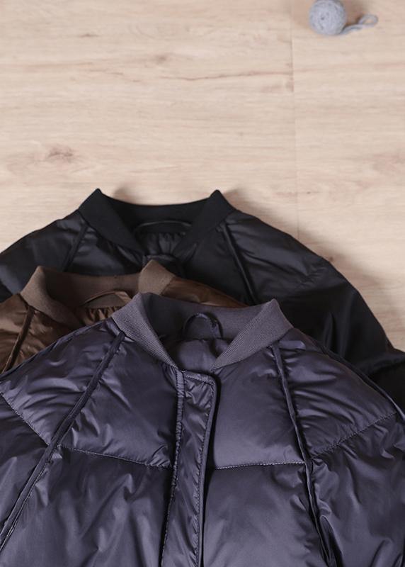 Fine plus size winter jacket winter outwear black pockets zippered warm winter coat - SooLinen