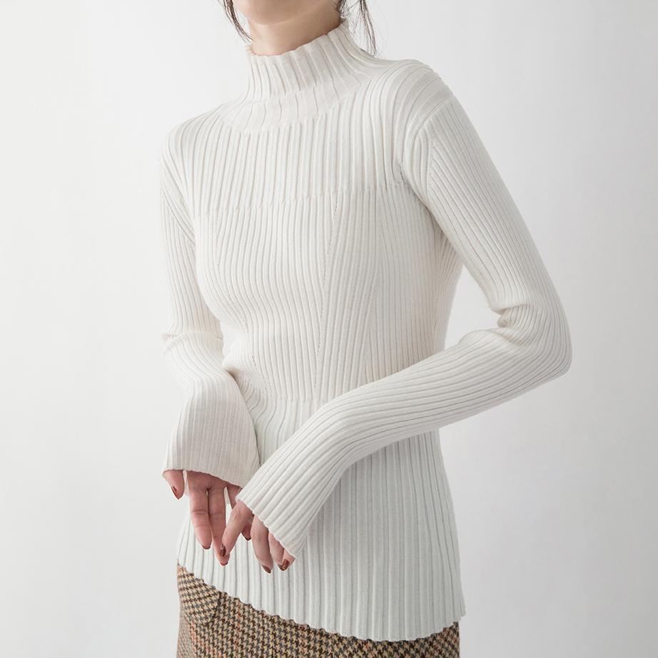 Feine weiße Bluse aus reiner Wollmischung in Übergröße Rollkragen-Reisebluse Neuer Kleidungspullover