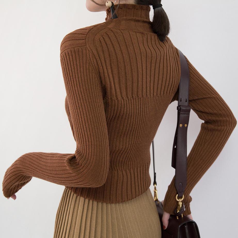 Feine weiße Bluse aus reiner Wollmischung in Übergröße Rollkragen-Reisebluse Neuer Kleidungspullover