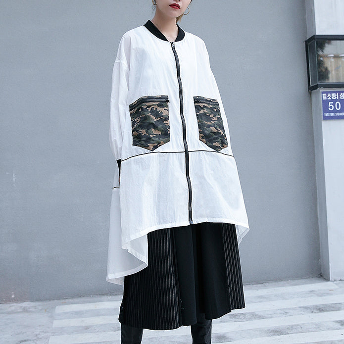 Feine weiße dünne Mantel plus größe niedrigen hohe Jacken &amp; Mäntel Neue langarm mantel