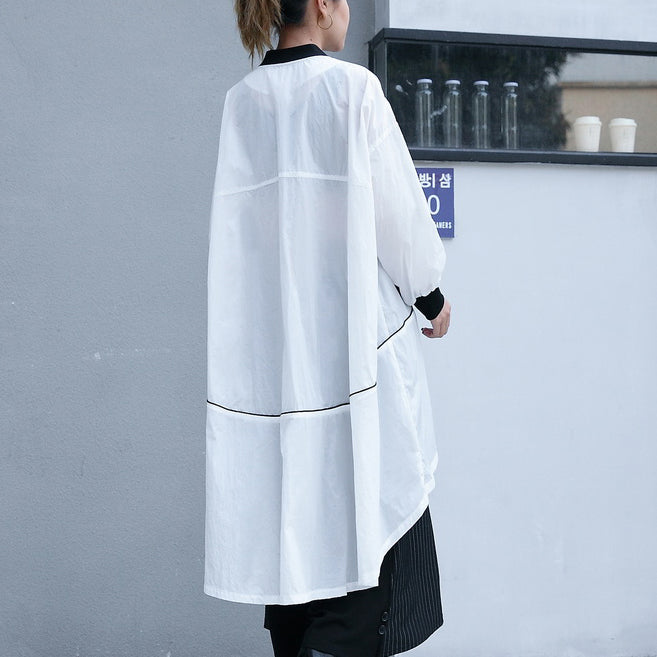 Feine weiße dünne Mantel plus größe niedrigen hohe Jacken &amp; Mäntel Neue langarm mantel