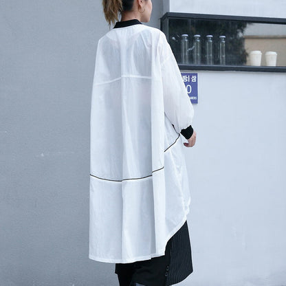 Feine weiße dünne Mantel plus größe niedrigen hohe Jacken &amp; Mäntel Neue langarm mantel