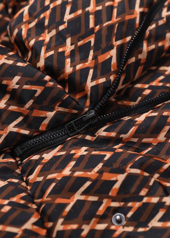 Fine yellow plaid down coat winter plus size jacket hooded zippered Luxury coats - SooLinen