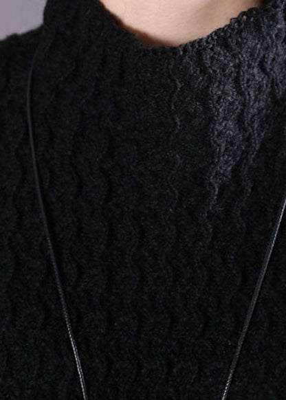 Taillierte schwarze asymmetrische Strickpullover Frühling