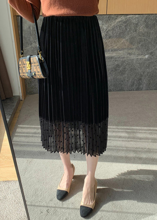 Taillierter schwarzer hoch taillierter Tüllrock in A-Linie