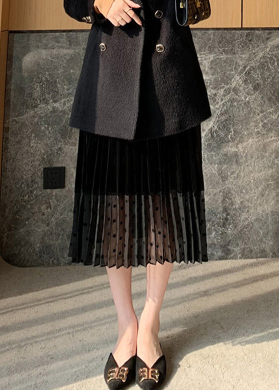 Taillierter schwarzer hoch taillierter Tüllrock in A-Linie