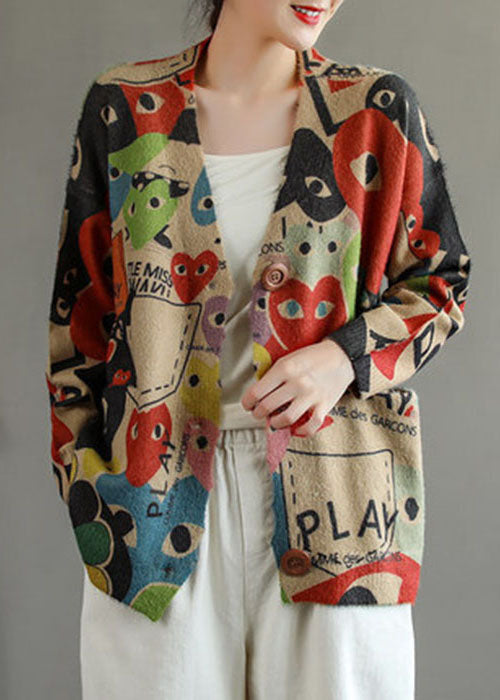 Taillierte Schwarz Rot Oversized Print Nerz Haar Strickjacke Frühling