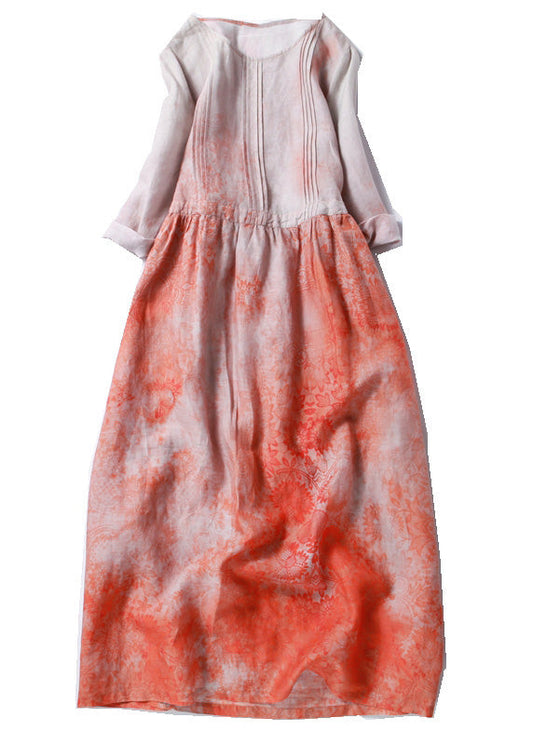 Túnica larga ajustada de patchwork con cuello redondo y media manga en azul