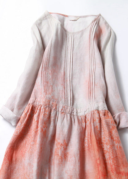 Túnica larga ajustada de patchwork con cuello redondo y media manga en azul