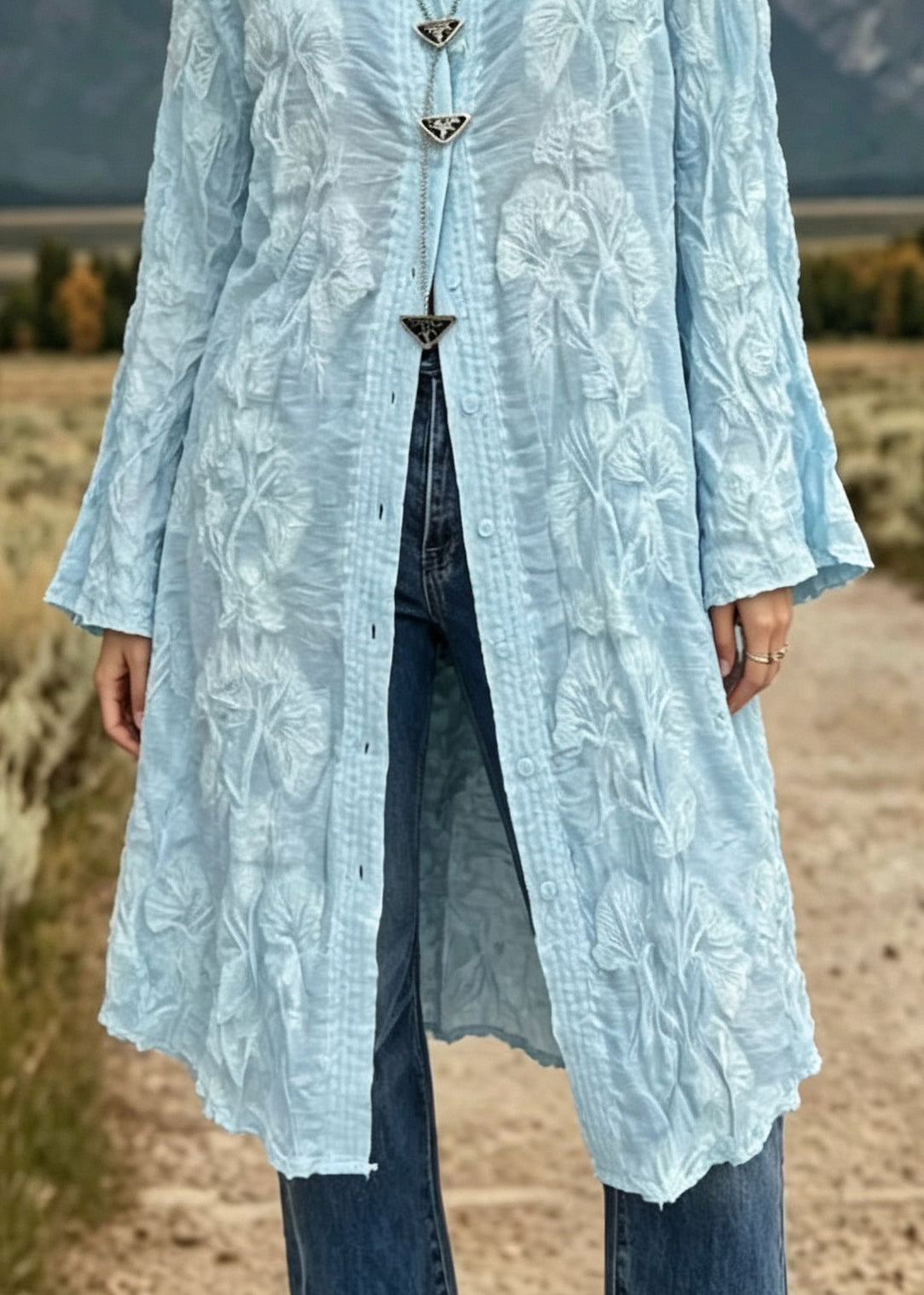 Fitted Blue Peter Pan Collar Embroidered Lace Shirts Top Long Sleeve