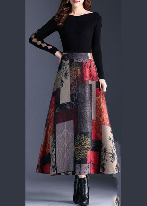 Taillierter Ziegelroter Karierter Wollrock Winter