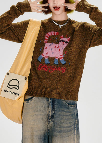 Suéter de punto grueso para perro con bordado de caramelo ajustado para invierno