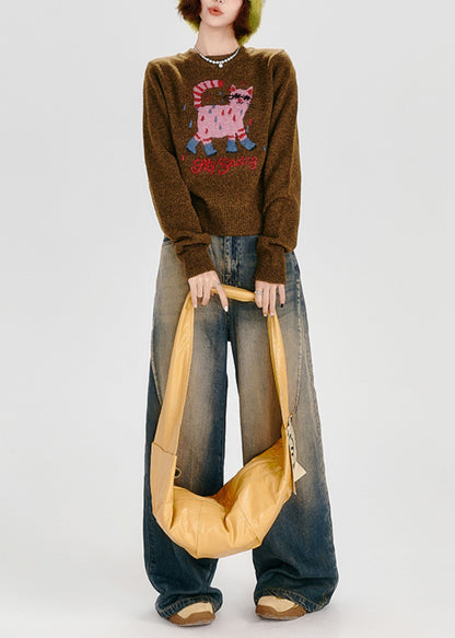 Suéter de punto grueso para perro con bordado de caramelo ajustado para invierno