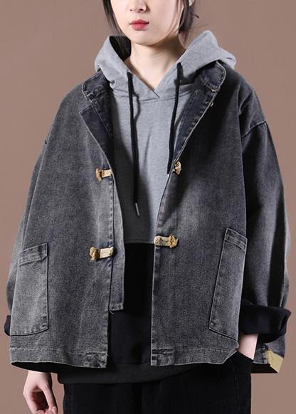 Fitted Gray Pockets Coats - SooLinen
