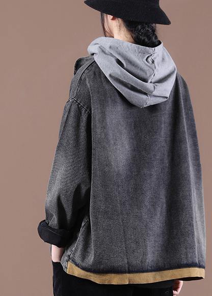 Fitted Gray Pockets Coats - SooLinen