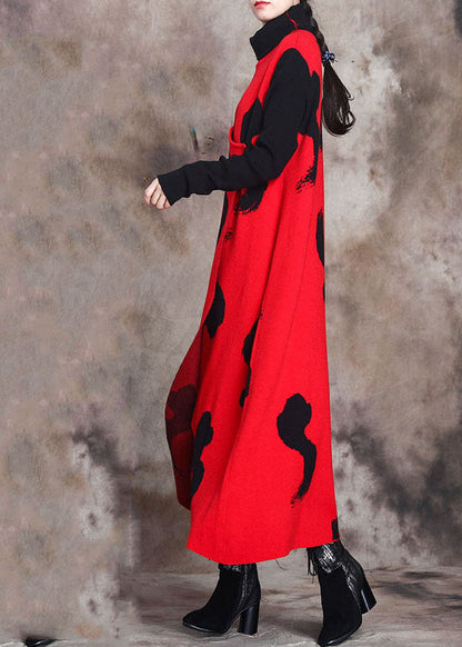 Figurbetontes grünes Rollkragen-Maxikleid mit schmaler Passform und langen Ärmeln