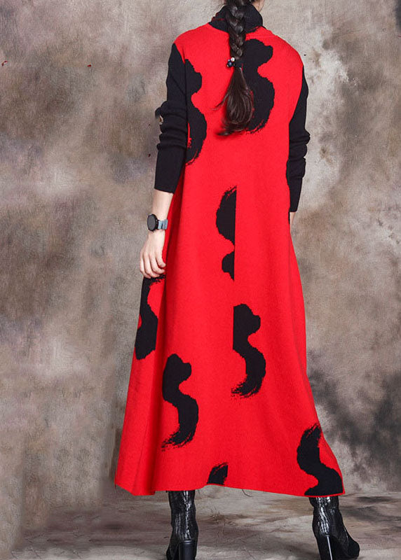 Figurbetontes grünes Rollkragen-Maxikleid mit schmaler Passform und langen Ärmeln