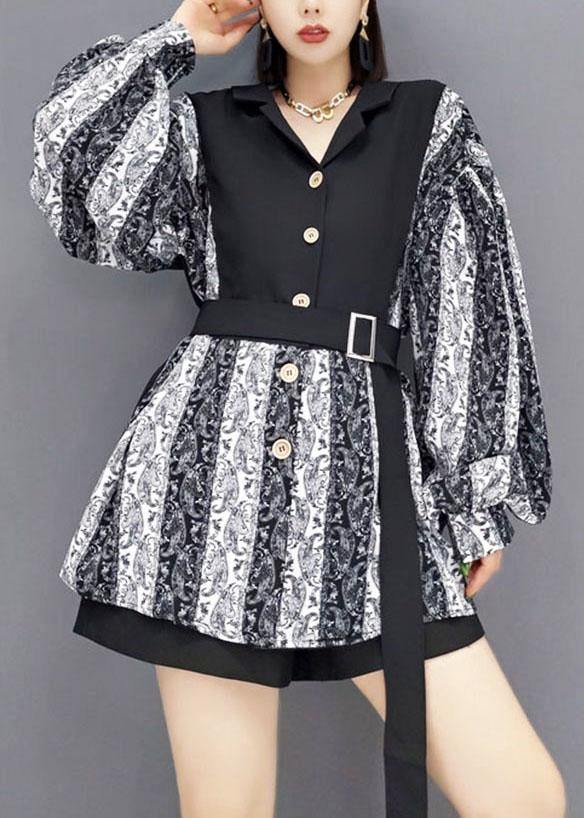 Fitted Grey PeterPan Collar Button Fall Shirt Top Long Sleeve - SooLinen