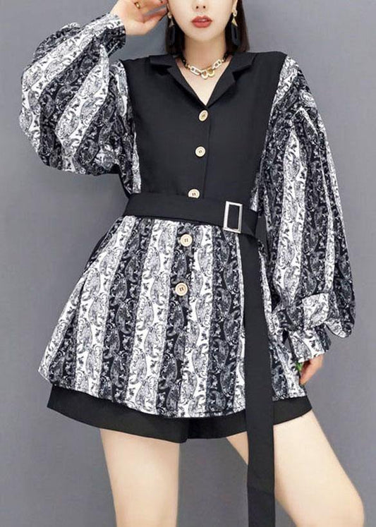 Fitted Grey PeterPan Collar Button Fall Shirt Top Long Sleeve - SooLinen