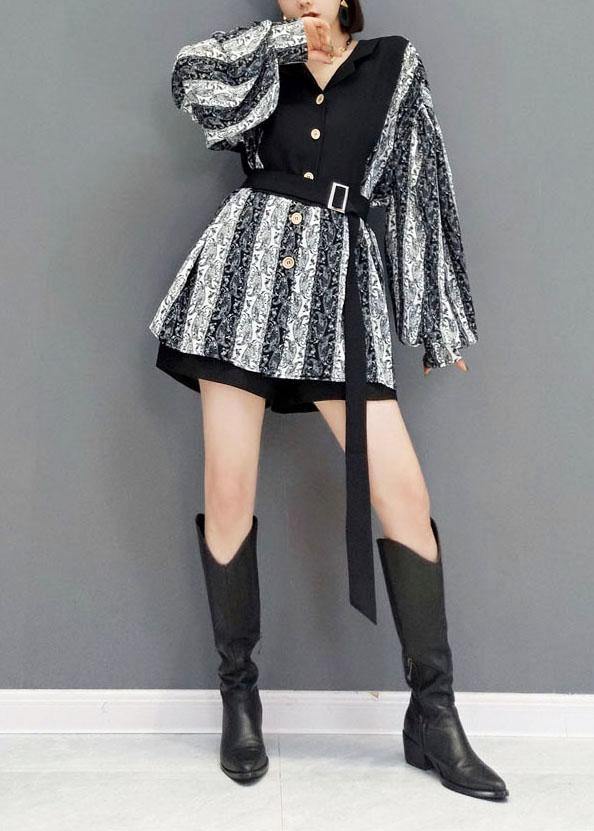 Fitted Grey PeterPan Collar Button Fall Shirt Top Long Sleeve - SooLinen