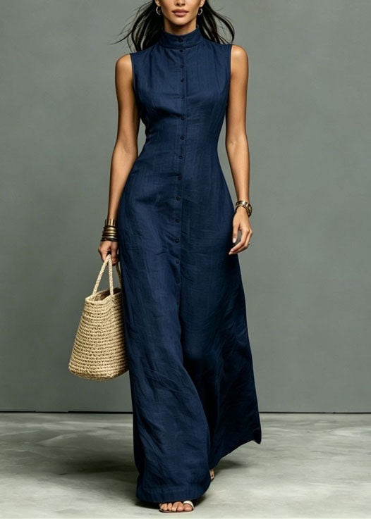 Fitted Khaki Stand Collar Vacation Dresses Sleeveless