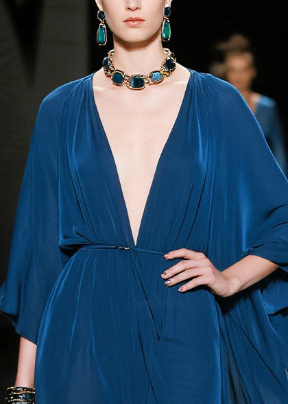 Fitted Navy Oversized Chiffon Maxi Dresses Summer