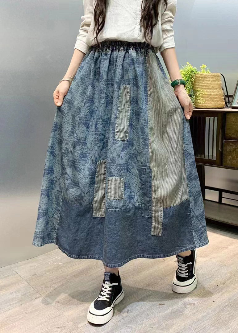 Taillierter Maxirock mit Patchwork-Print und elastischer Taille für den Sommer