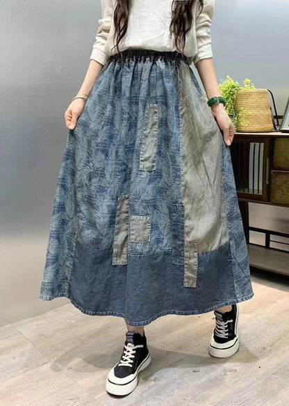 Taillierter Maxirock mit Patchwork-Print und elastischer Taille für den Sommer