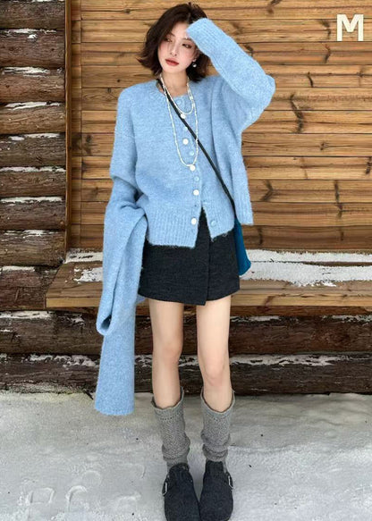 Cárdigan de punto de lana gruesa, ajustado, de color naranja y talla grande para invierno