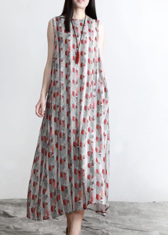 Fitted Print Patchwork asymmetrical design Summer Dress - SooLinen