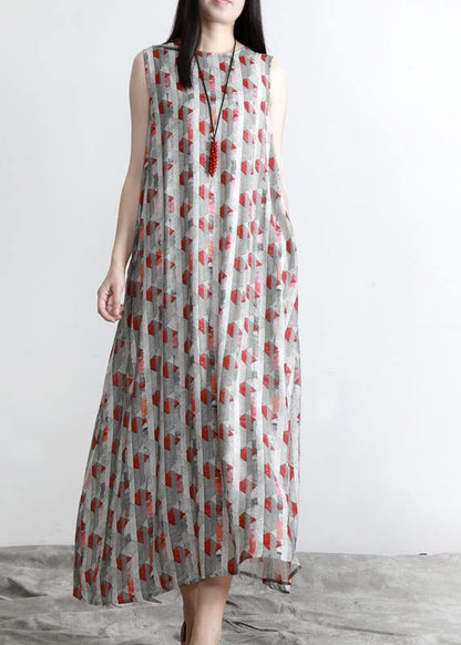 Fitted Print Patchwork asymmetrical design Summer Dress - SooLinen